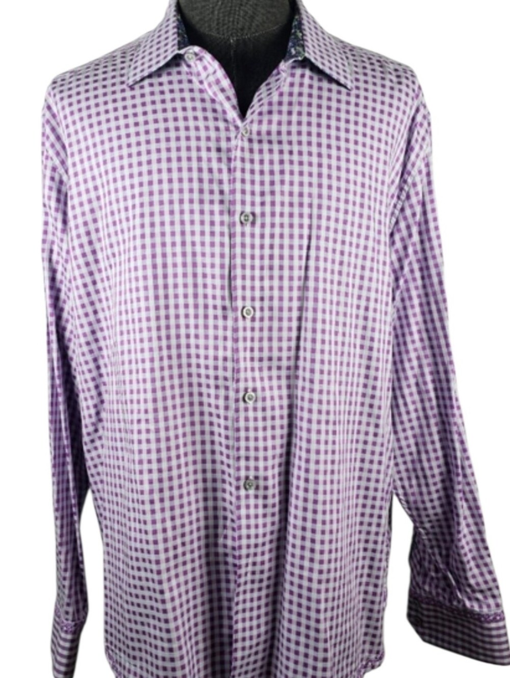Robert Graham Purple Plaid Men's Long Sleeve Button Down Office Casual Size 3XL